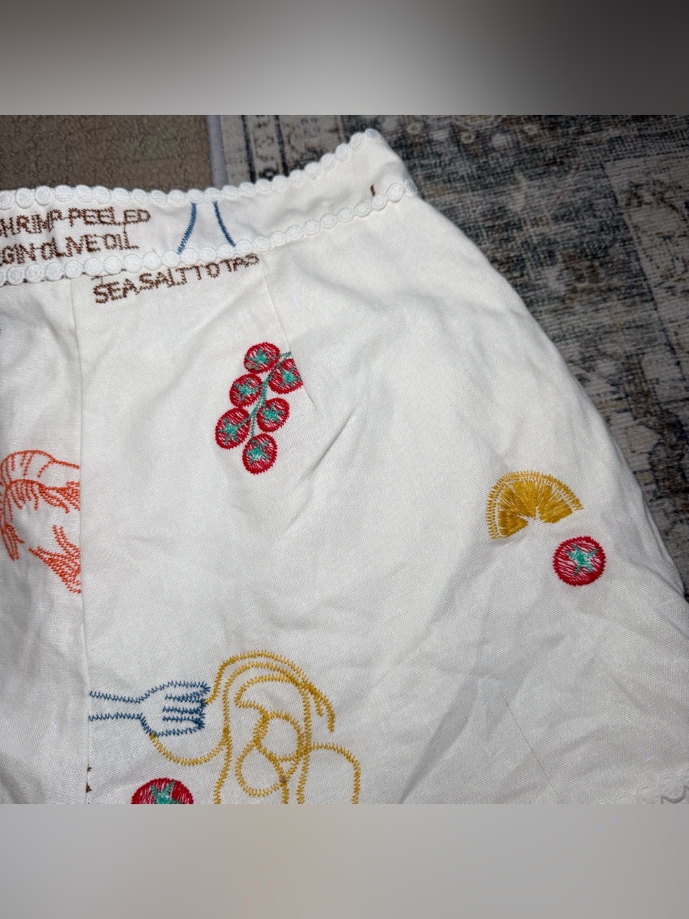 Caroline Constas Women’s Frutti Di Mare Shorts Sz 4 White Linen Embroidered NWT - Picture 11 of 12